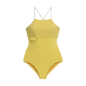 designer swimwear - Sun Breeze Waffle One Piece Yellow - CORALIQUE - One Piece - CORALIQUE - CORALIQUE