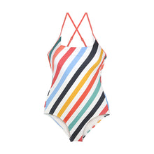 Load image into Gallery viewer, designer swimwear - Tropical Stripe One Piece Red White - CORALIQUE - One Piece - CORALIQUE - CORALIQUE
