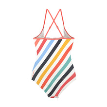 Load image into Gallery viewer, designer swimwear - Tropical Stripe One Piece Red White - CORALIQUE - One Piece - CORALIQUE - CORALIQUE
