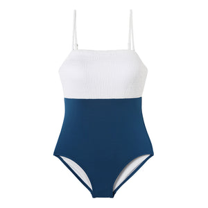 designer swimwear - Snowy Summer One Piece White Blue - CORALIQUE - One Piece - CORALIQUE - CORALIQUE