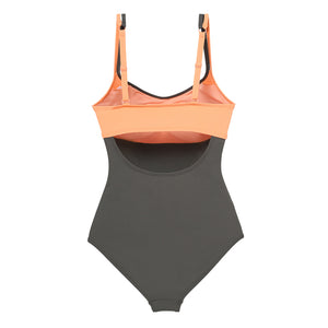 designer swimwear - Soft Peach One Piece Orange Grey - CORALIQUE - One Piece - CORALIQUE - CORALIQUE