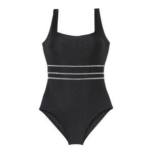 designer swimwear - Lazy Moment Jacquard One Piece Black - CORALIQUE - One Piece - CORALIQUE - CORALIQUE