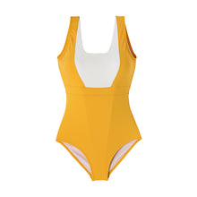 Load image into Gallery viewer, designer swimwear - Sun Flower White Square One Piece Yellow - CORALIQUE - One Piece - CORALIQUE - CORALIQUE
