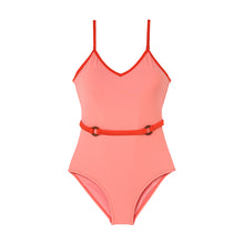 Load image into Gallery viewer, designer swimwear - Watermelon Belted One Piece Pink - CORALIQUE - One Piece - CORALIQUE - CORALIQUE
