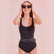 Load image into Gallery viewer, designer swimwear - Retro Classic One Piece Black - CORALIQUE - One Piece - CORALIQUE - CORALIQUE
