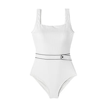 Load image into Gallery viewer, designer swimwear - Retro Classic One Piece White - CORALIQUE - One Piece - CORALIQUE - CORALIQUE
