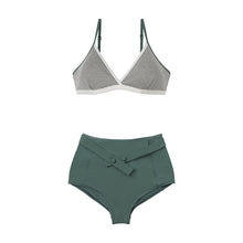 Load image into Gallery viewer, designer swimwear - Olive Green Check Bikini White Green - CORALIQUE - BIKINI - CORALIQUE - CORALIQUE
