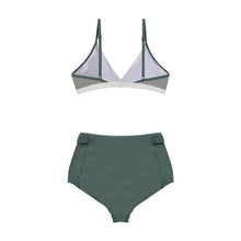 Load image into Gallery viewer, designer swimwear - Olive Green Check Bikini White Green - CORALIQUE - BIKINI - CORALIQUE - CORALIQUE
