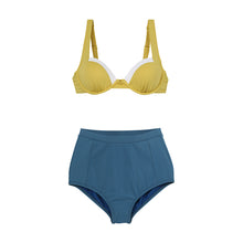 Load image into Gallery viewer, designer swimwear - Lime Ade Wire Bikini Yellow Blue - CORALIQUE - BIKINI - CORALIQUE - CORALIQUE
