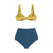 Load image into Gallery viewer, designer swimwear - Lime Ade Wire Bikini Yellow Blue - CORALIQUE - BIKINI - CORALIQUE - CORALIQUE
