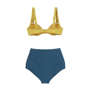 designer swimwear - Lime Ade Wire Bikini Yellow Blue - CORALIQUE - BIKINI - CORALIQUE - CORALIQUE