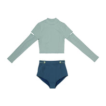 Load image into Gallery viewer, designer swimwear - Janice Rash Guard Set Mint Navy - CORALIQUE - Rash Guard - CORALIQUE - CORALIQUE
