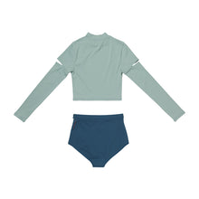 Load image into Gallery viewer, designer swimwear - Janice Rash Guard Set Mint Navy - CORALIQUE - Rash Guard - CORALIQUE - CORALIQUE
