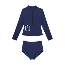 Load image into Gallery viewer, designer swimwear - Marina Rash Guard Set Navy - CORALIQUE - Rash Guard - CORALIQUE - CORALIQUE
