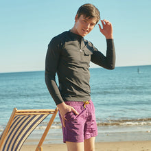 Load image into Gallery viewer, designer swimwear - Long Beach Board Shorts Purple - CORALIQUE - Men - CORALIQUE - CORALIQUE
